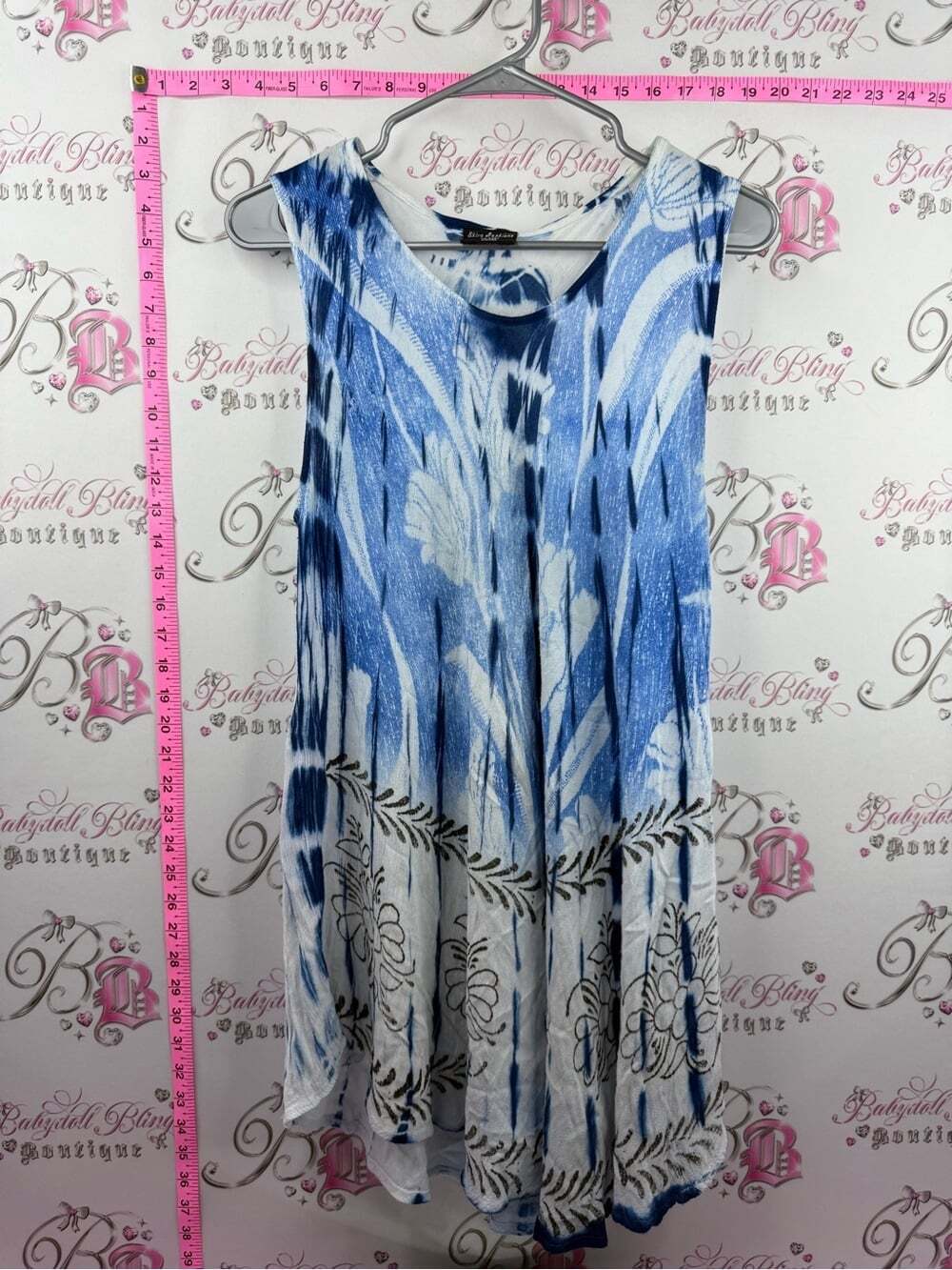 SHIVA FASHIONS dress tie dye Sleeveless Blue & White Floral Dress